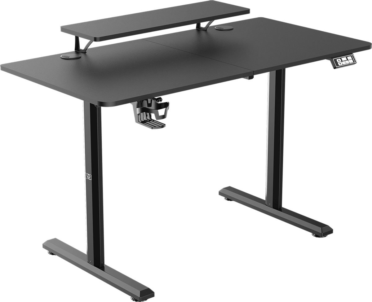 Ultradesk HIGHLANDER – Bureau voor Gaming, Home Office & Kantoor – Zwart – 120 x 60 cm – Elektrisch verstelbaar – Ergonomisch