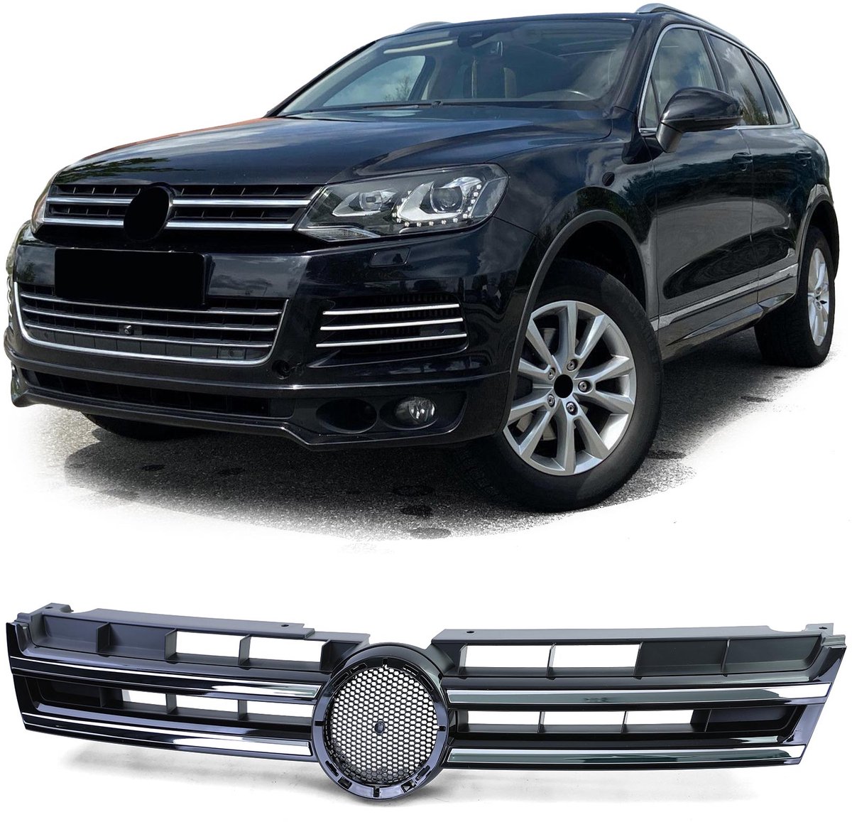 Grill Glans Zwart Chrome Strip Geschikt Voor Volkswagen Touareg 2 7P 2010 t/m 2014