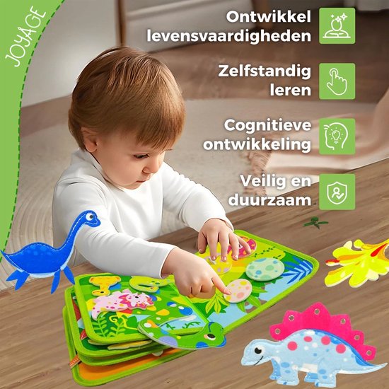 Dinosaurus Busy Board Montessori Speelgoed - Montessori activiteitenboek - Sinterklaas cadeautjes Educatief speelgoed meisjes Motoriek Speelgoed voor in de auto - Peuter speelgoed Kinderspeelgoed 1 jaar 2 jaar 3 jaar Jongens speelgoed 4 jaar 5 jaar van Merkloos — afbeelding 2