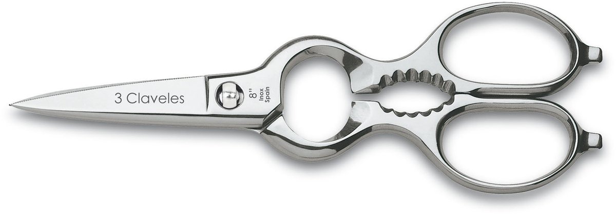 3 CLAVELES KEUKENSCHAAR MEERDERE TOEPASSINGEN ROESTVRIJ STAAL 8" D 3C 00409, Edelstahl, Glans - Verwijderbaar, Centimeters