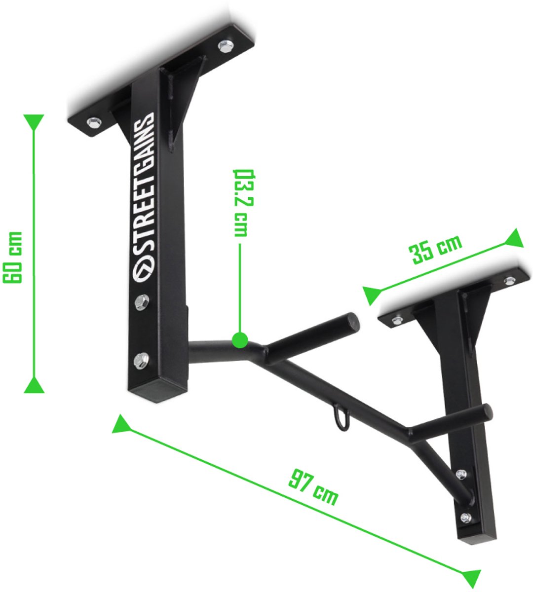 StreetGains® Optrekstang Compact Grip Pull-Up Bar – Plafondmontage – 3 Greepposities – RocketFrame® Constructie – Met Haak – Voor Binnen & Buiten – Calisthenics & Fitness thumbnail 2