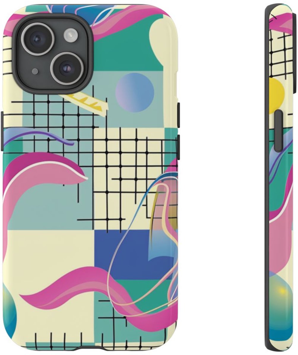 Kleurrijk Abstract Geometrisch Patroon – Telefoonhoesje Geschikt voor iPhone 15