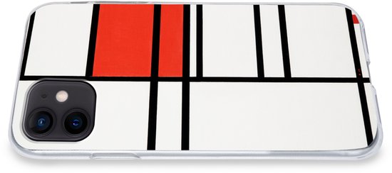 Coque iPhone 12 - Composition avec rouge et blanc - Piet Mondrian - Siliconen Phone Case