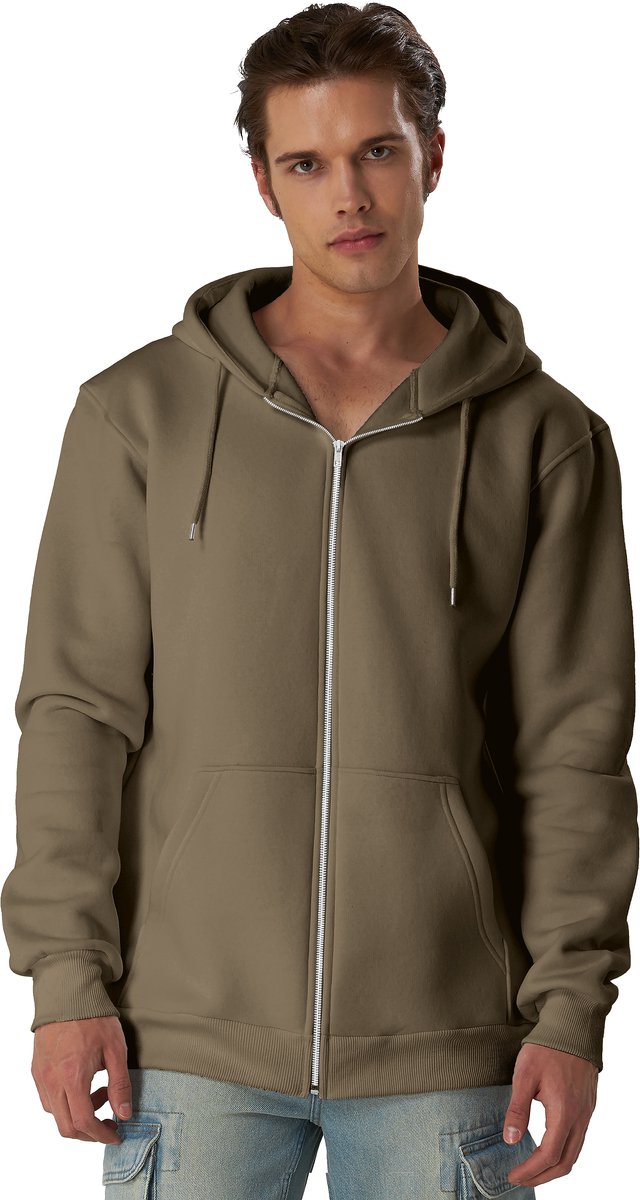 Smith & Solo hoodie heren met rits - vest met capuchon - sweatvest - Steen XXL
