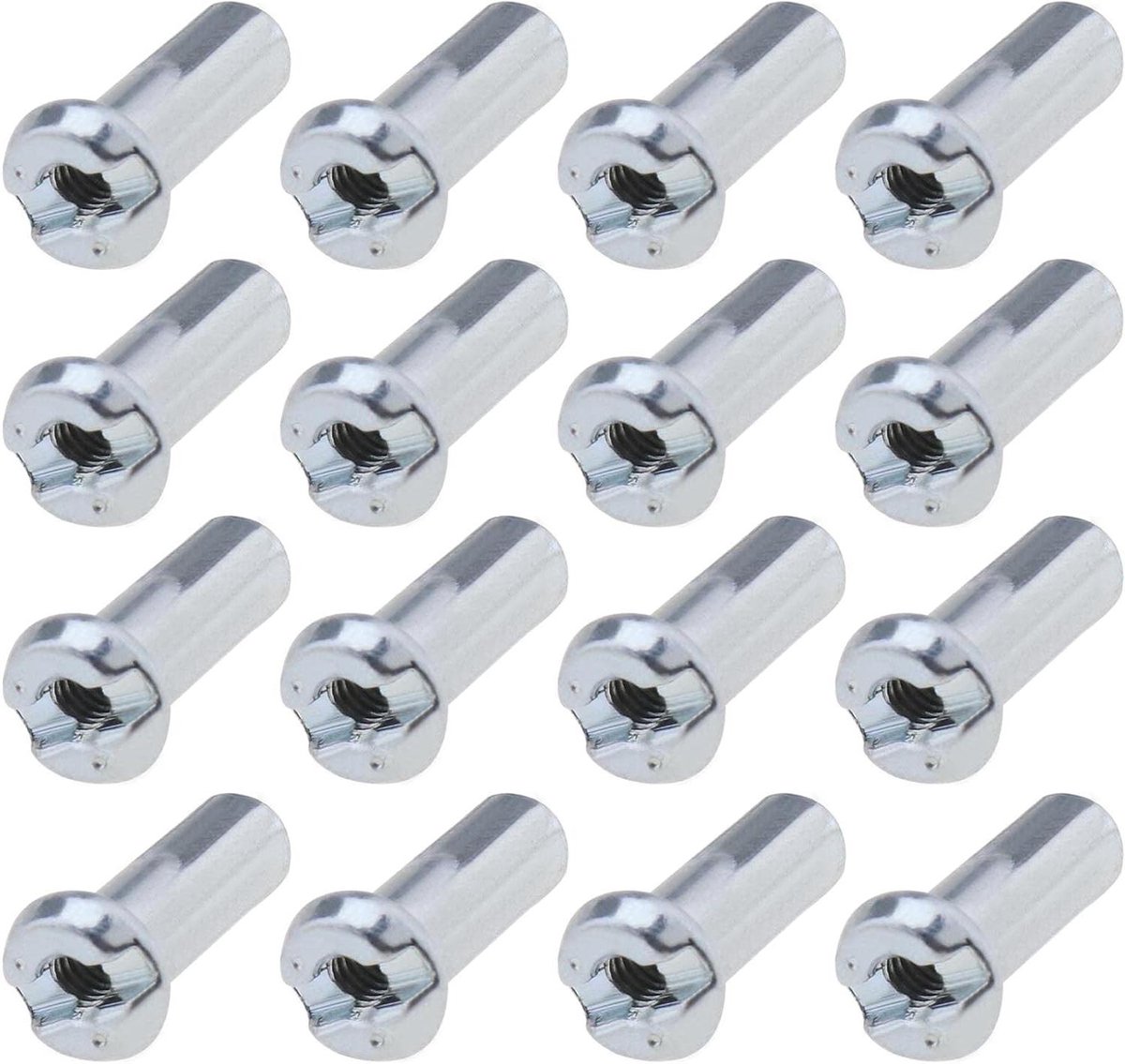 Allecto Plus - 100 stuks fiets spaaknippels - Universeel - Staal - 14G - Mountainbike Racefiets - Zilverkleurig - 12mm lang