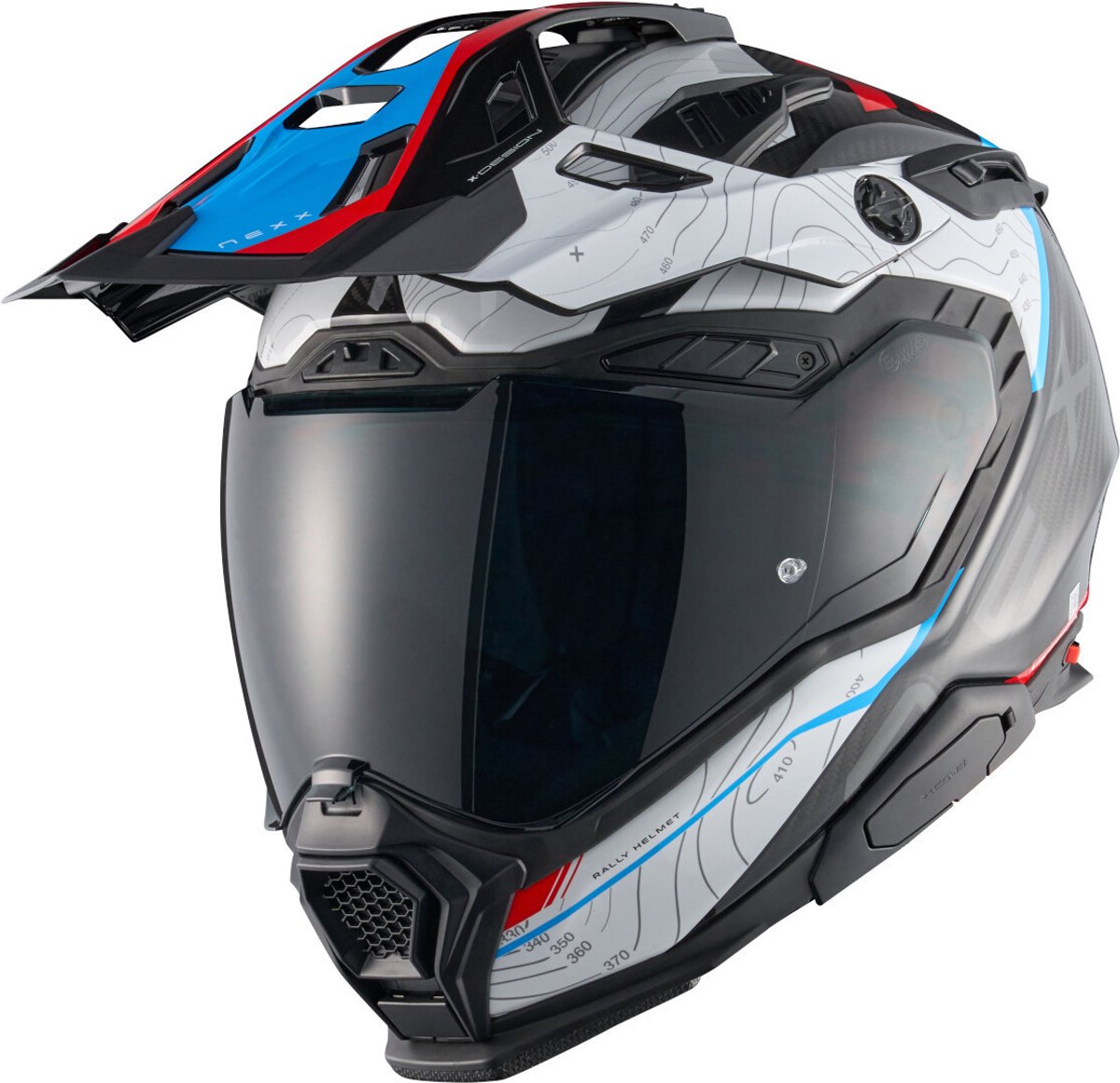 Nexx X.WED 3 Furka Carbon Rood Blauw Adventure Integraalhelm - Maat S - Helm