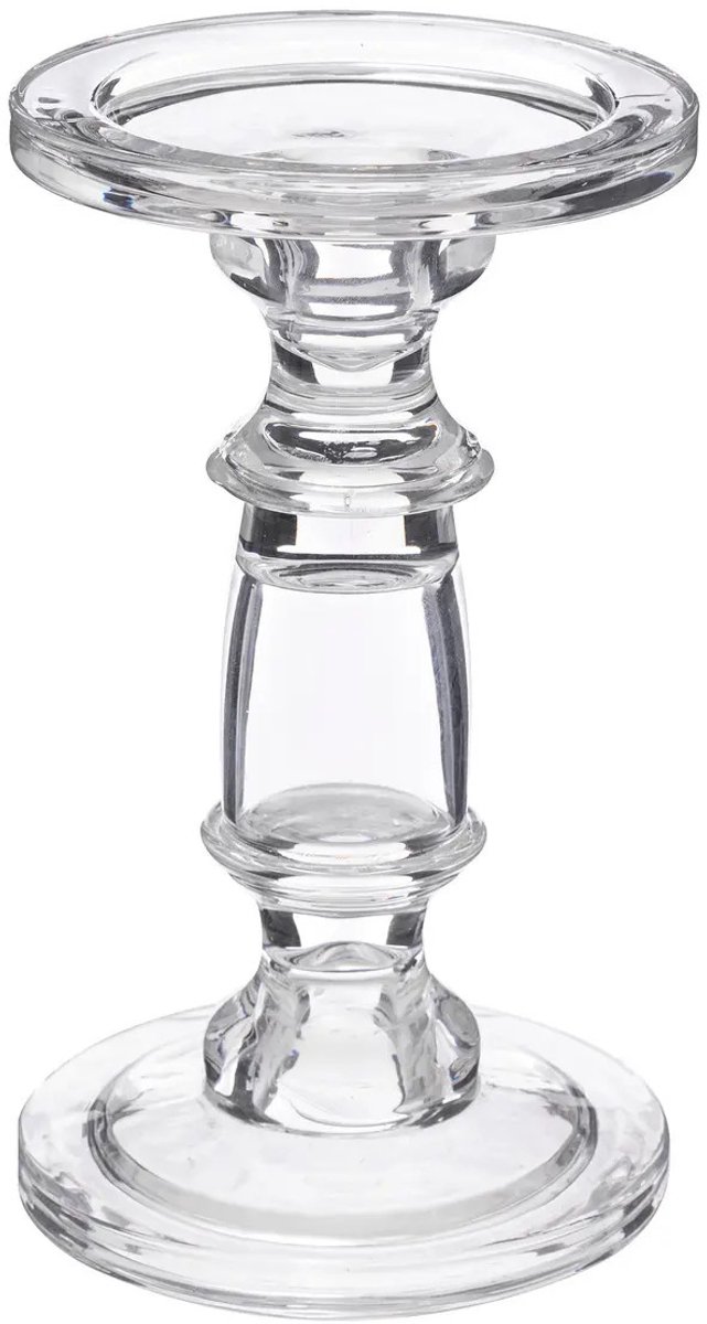 Atmosphera kaarsen kandelaar Decoglass - voor stompkaarsen - glas - transparant - 11 x 19 cm