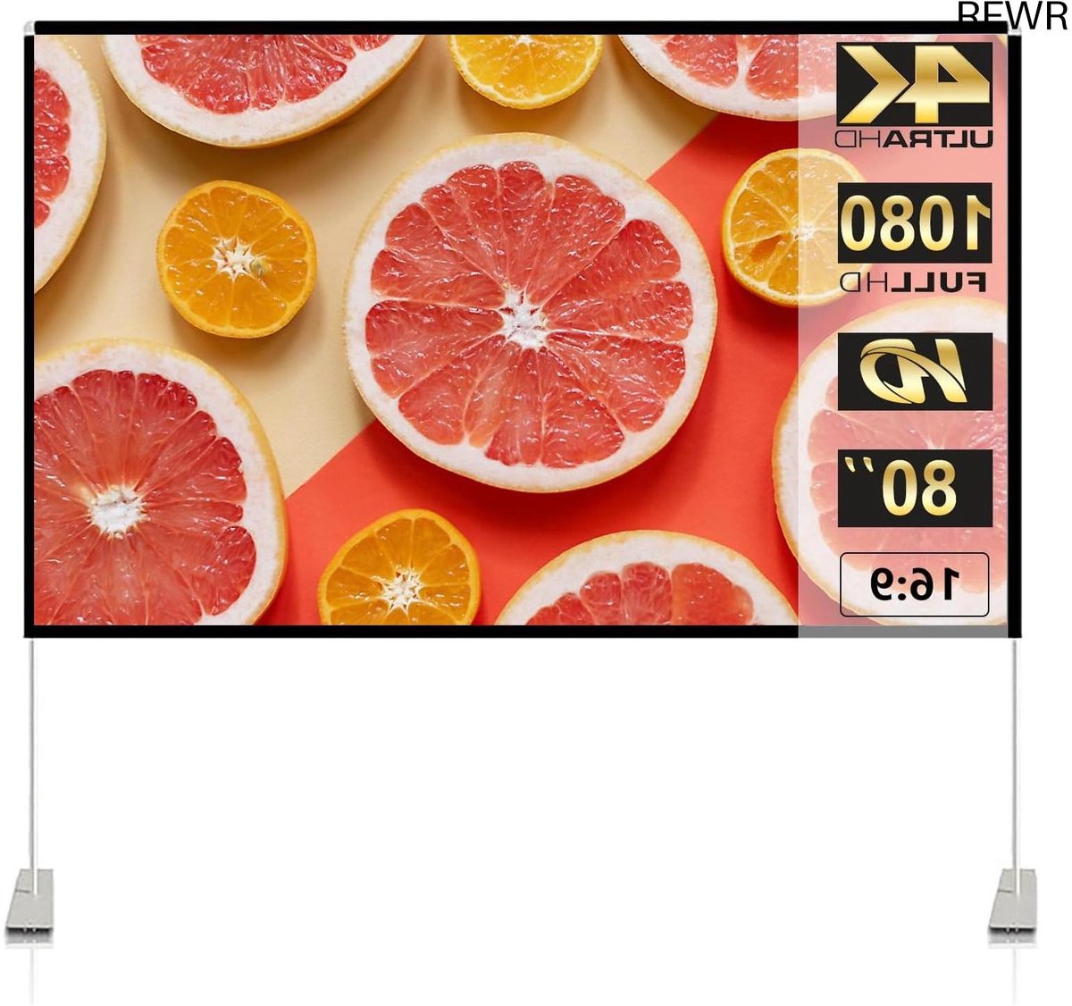 RFWR® 80 inch Draagbaar Projectiescherm - 16:9 HD Filmscherm voor Binnen en Buiten