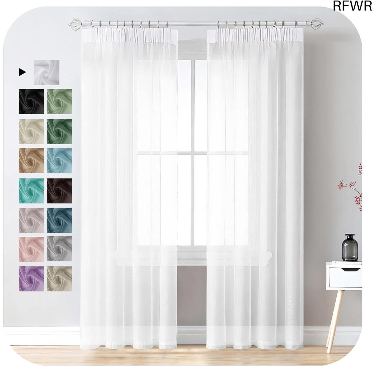 RFWR Moderne semi-transparante gordijnen 140 x 215 cm voor binnen - Set van 2 Verschillende kleuren