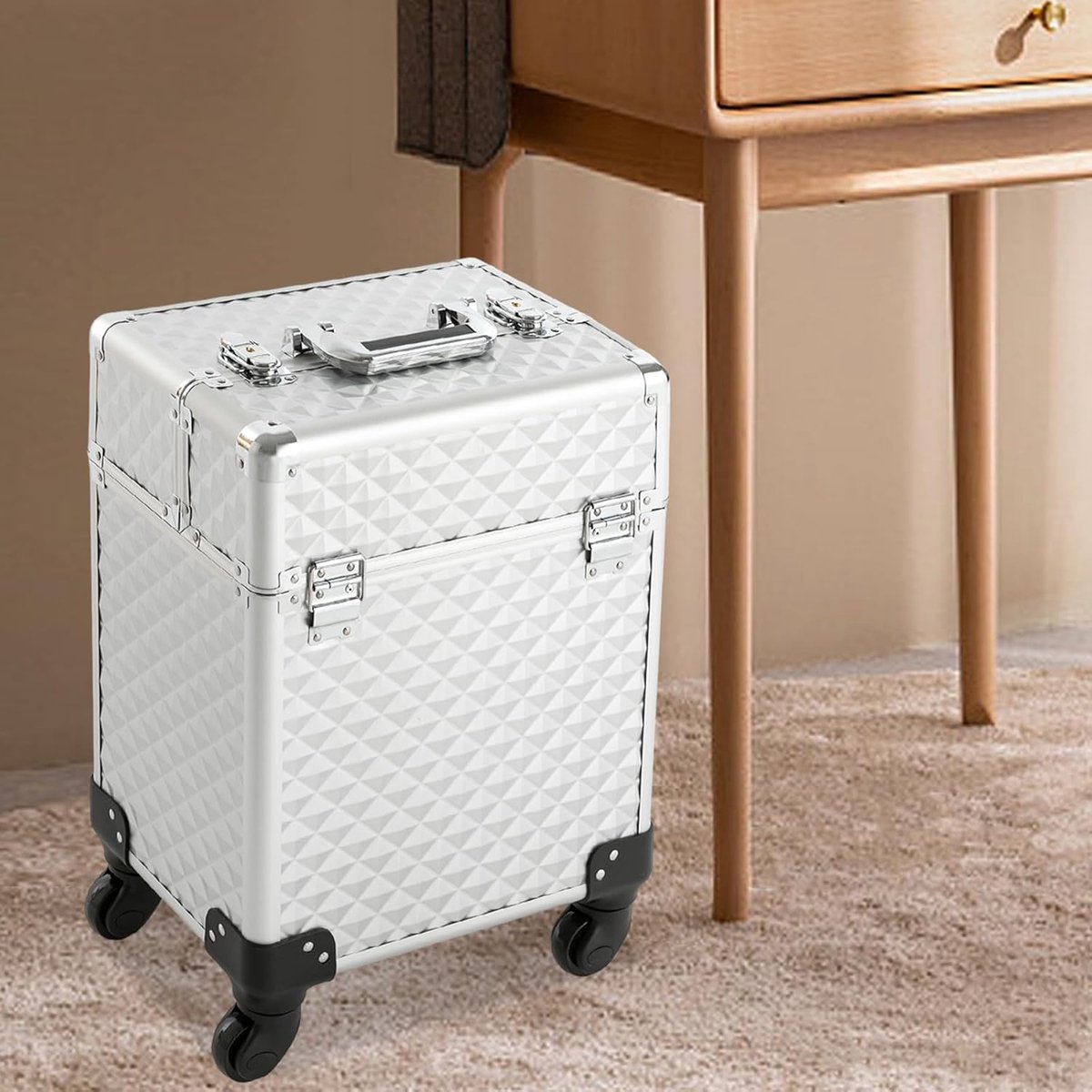 RFWR® Opvouwbare make-upkoffer met wieltjes voor professionals - ideale trolley voor reizen en werk