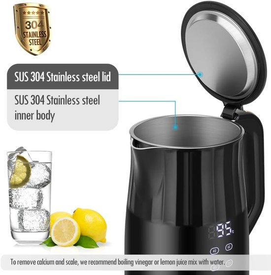 Riviera & Bar BT549A waterkoker met variabele temperatuur Serena 1,7 l Platinum
