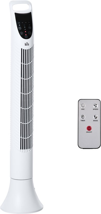 Stille torenventilator wit 70° oscillatie 3 snelheden afstandsbediening 40W compacte kolomventilator binnen