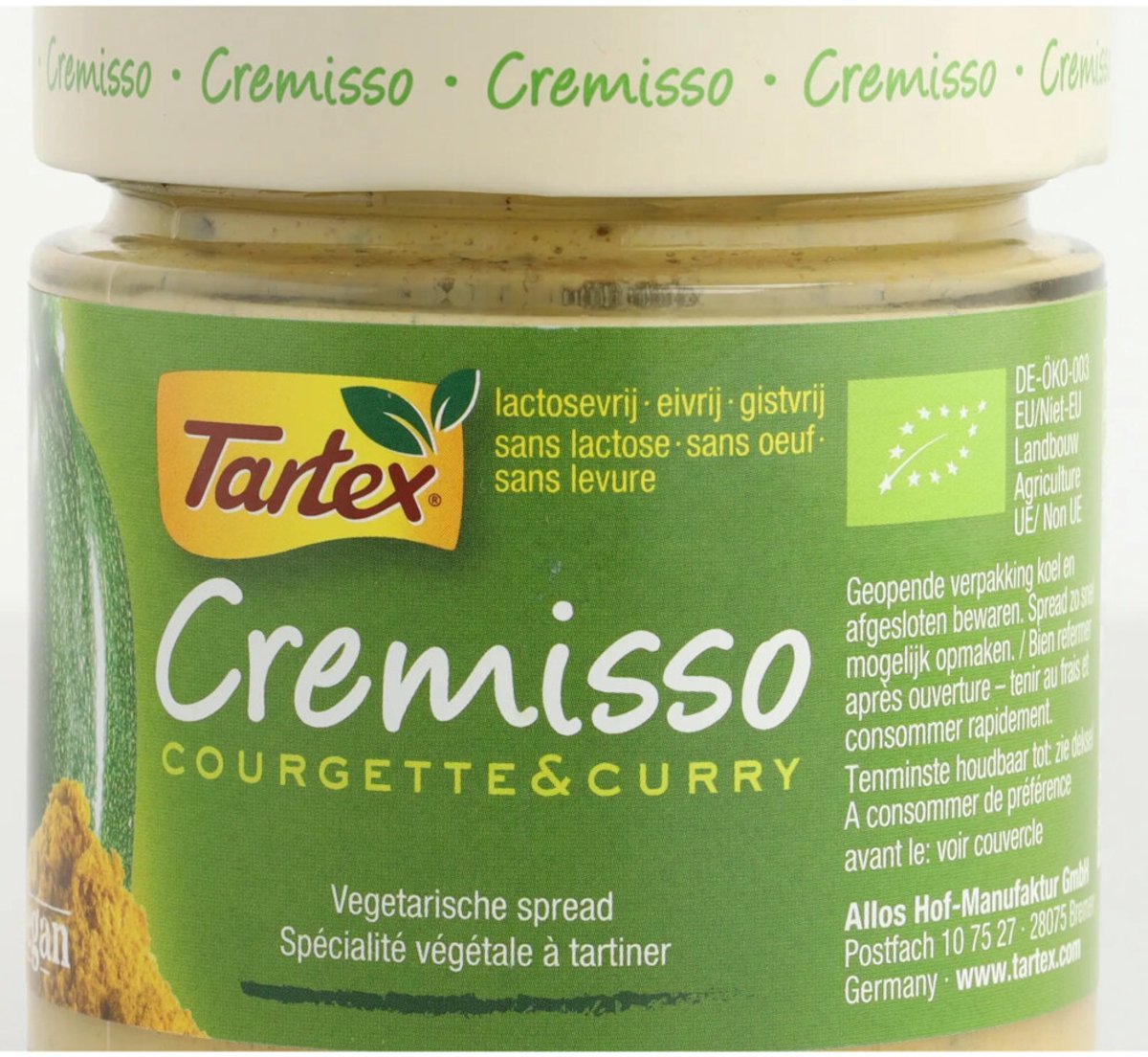 Tartex Cremisso Courgette Bio - 6 x 180 gr - Voordeelverpakking
