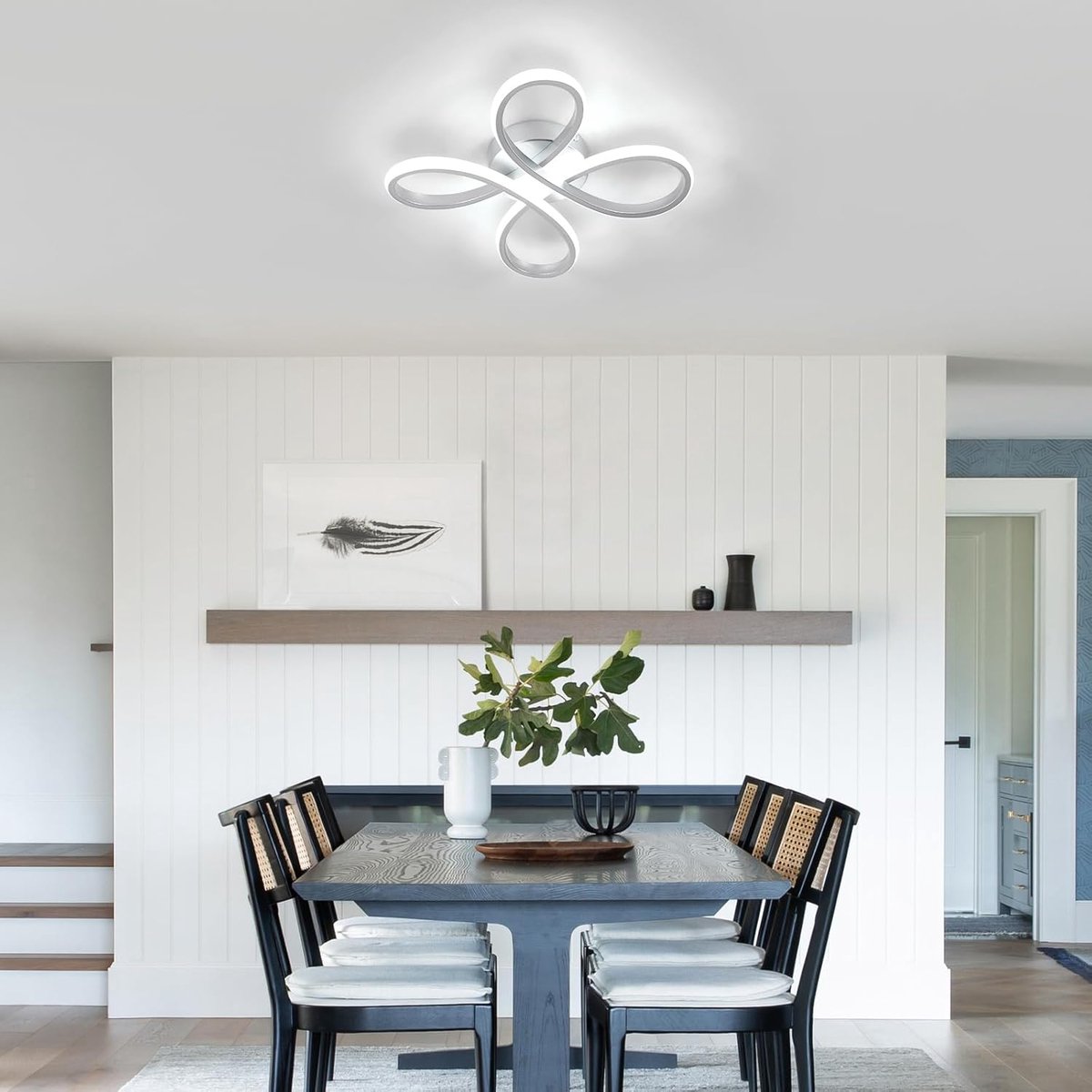 Haobosic - 30W LED-plafondlamp, bloemmotief, LED-plafondverlichting, koel wit 6500K, voor woonkamer, slaapkamer, keuken, gang en kantoor