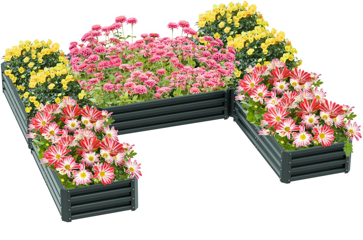 Outsunny-Tuinbed-Gekleurd staal-245x242x31cm-Groente