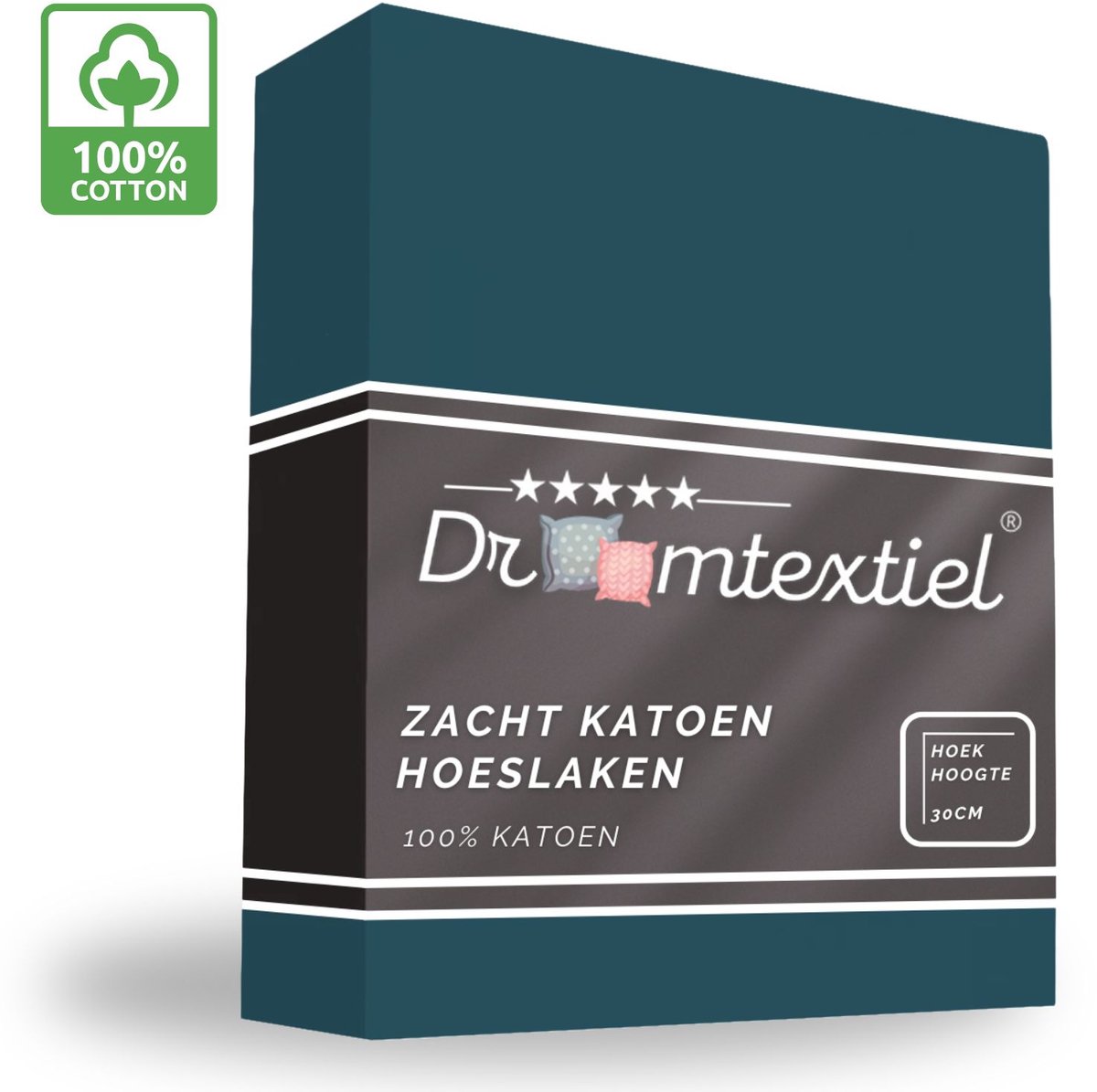 Droomtextiel Hoeslaken Petrol - 80x200 cm - 100% Katoen - Perfecte Pasvorm - Heerlijk Zacht