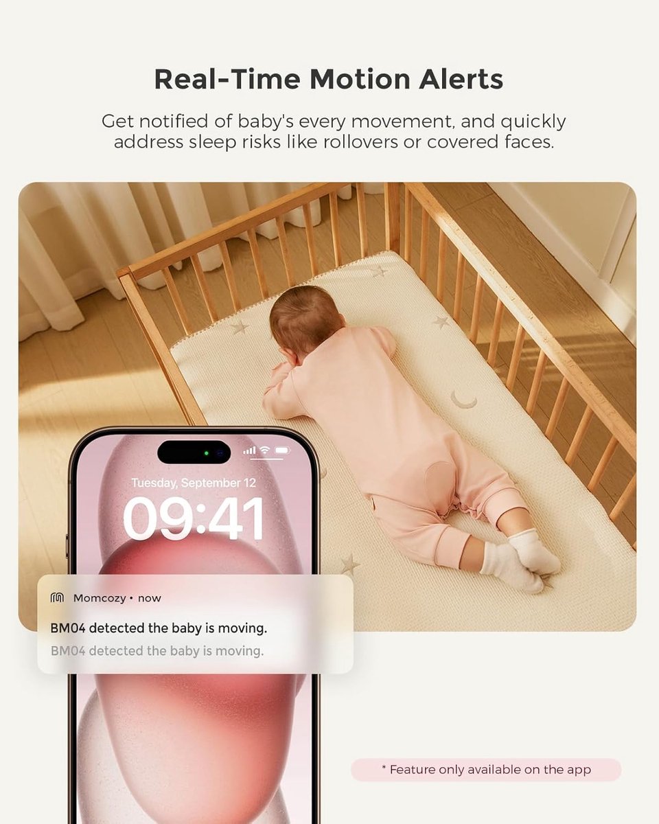 RFWR® Babyfoon met camera-app en nachtzicht - 5 inch wifi-video-monitort met zoom en huilidentificatie thumbnail 2