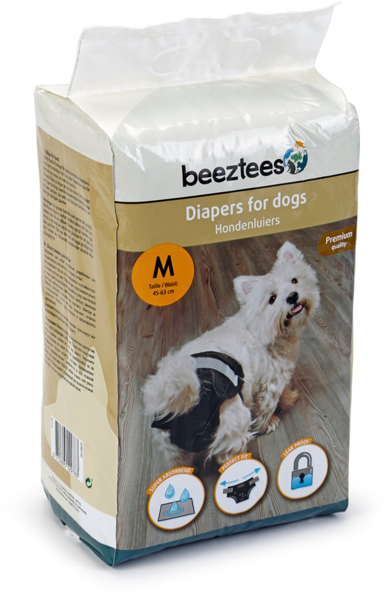 Beeztees Hondenluiers M - Loopsheidbroekje Hond - Zwart - 12ST