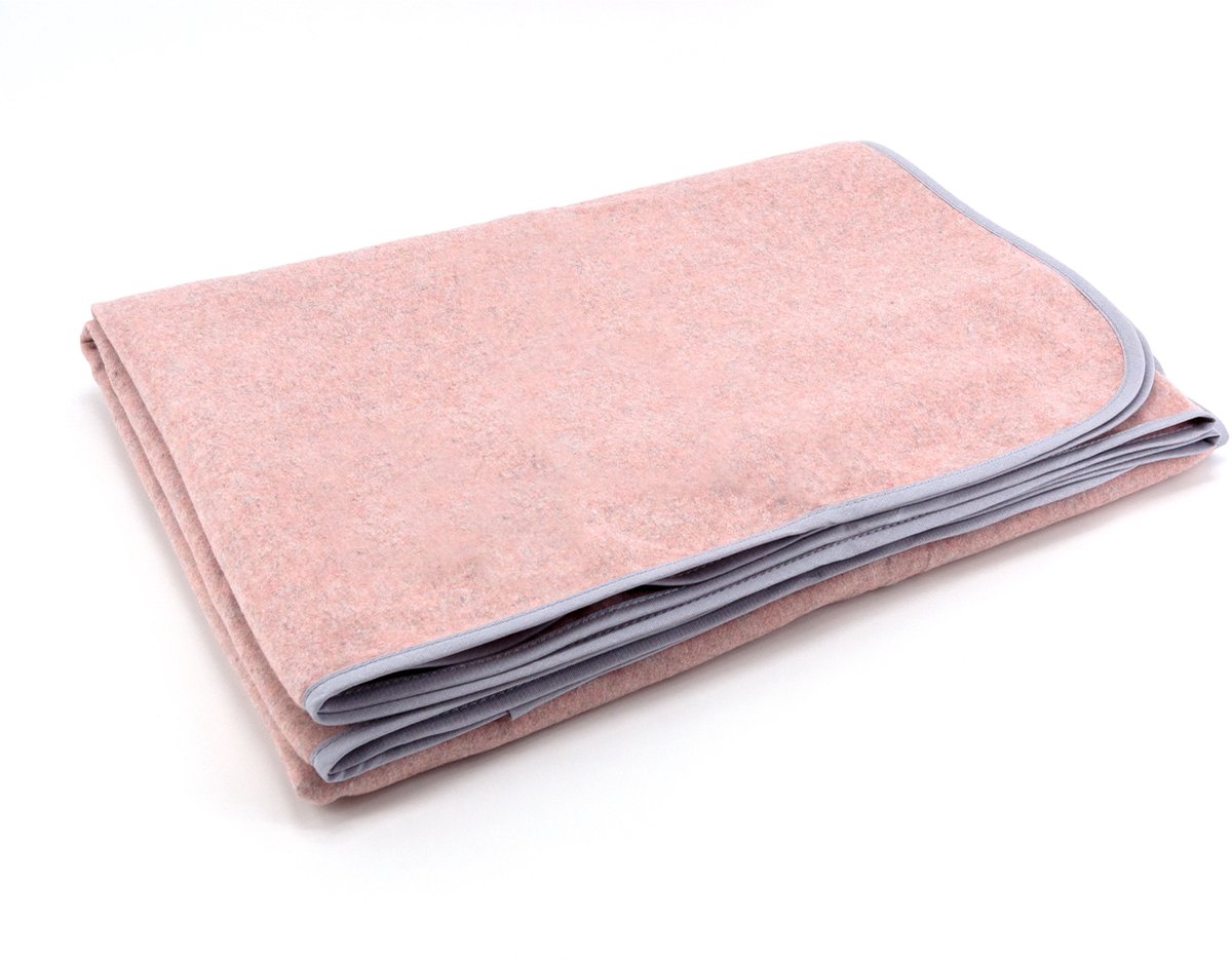 sleepling 150 x 200 cm plaid | knuffel- en sofadeken | van katoenmix | Made in Germany | wasbaar op 30 graden | lichtgrijs-roze