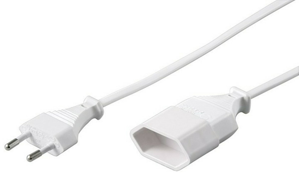 Stroom verlengkabel euro plug 5m wit