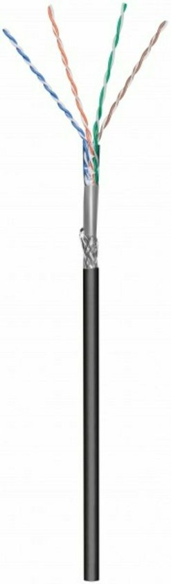 Câble extérieur Danicom CAT6 S/FTP 50 mètres op rol de CCA noir flexible