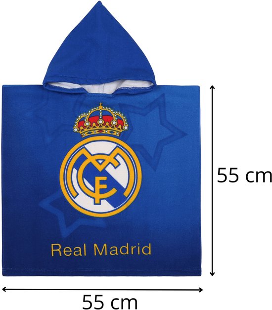 Serviette de bain enfant Real Madrid, Poncho à capuche à séchage rapide pour enfants 55 x 110 cm OEKO-TEX