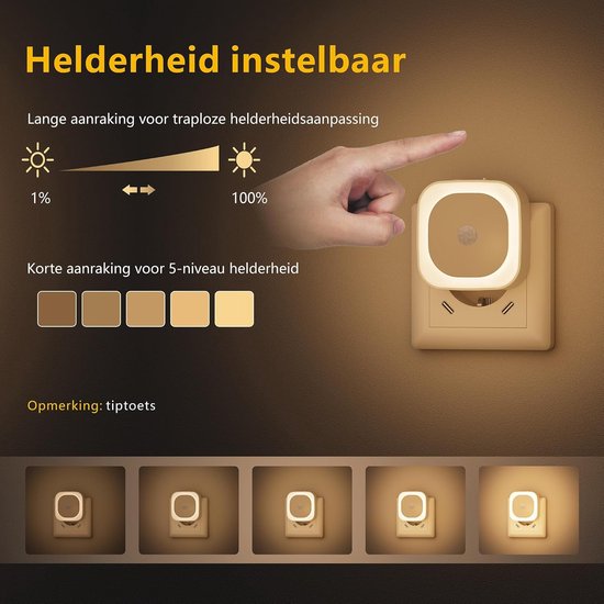 RFWR® 2-pack nachtlicht met bewegingssensor en dimbare verlichting voor kinderen van RFWR — afbeelding 3