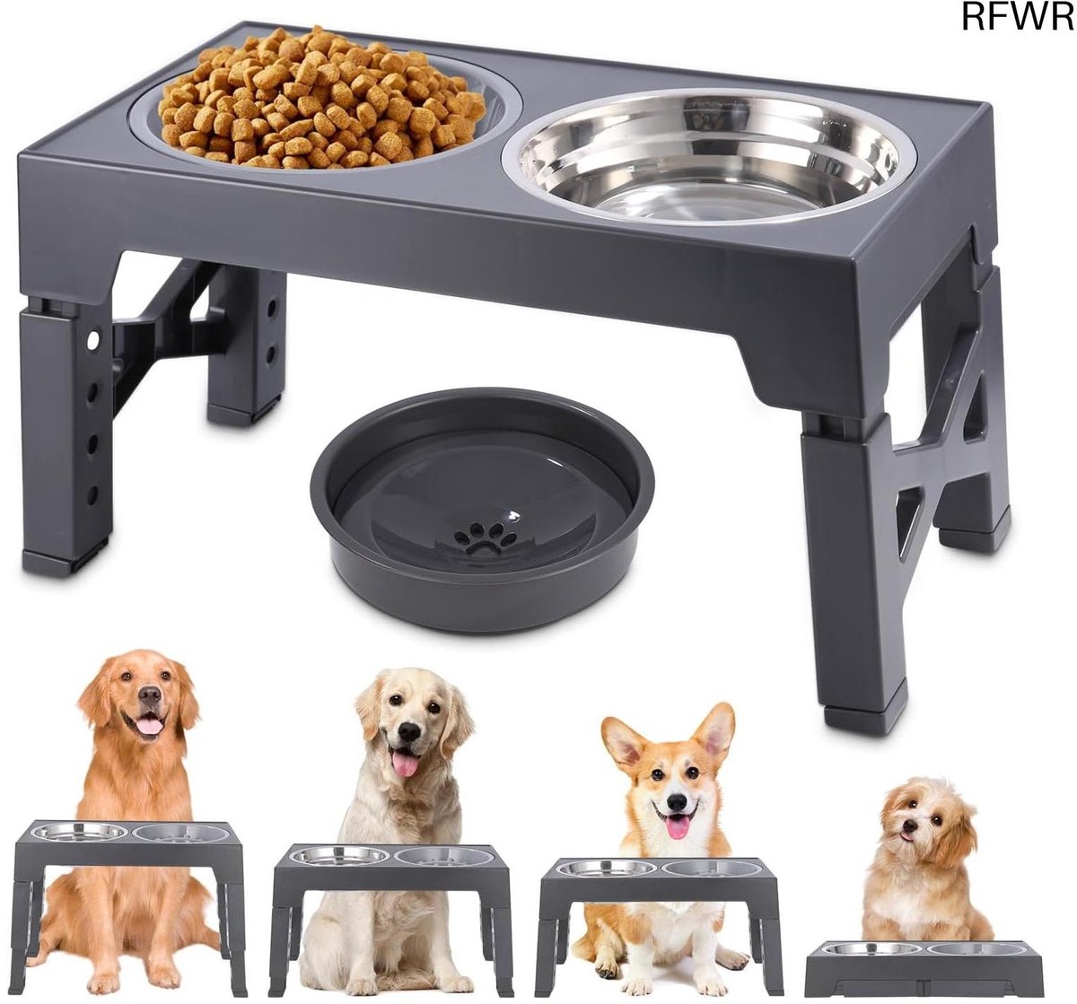 RFWR® Verhoogde hondenbakken voor grote honden met verstelbare hoogte en antislip functie