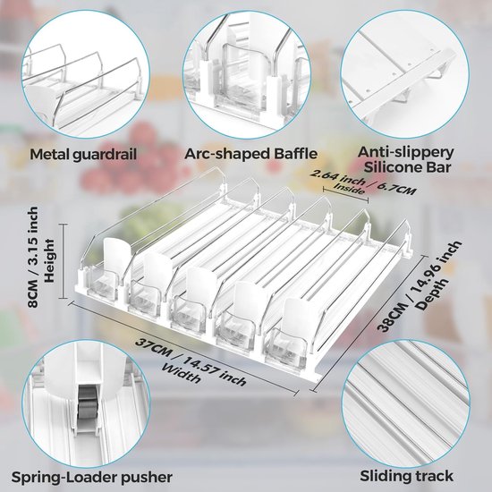 BingoHive Automatisch Blikjes Organizer Koelkast Blikjes Dispenser Kan Organisator Bierblikjes Organizer Voor Koelkast 25 Bier Soda Drankjes 330ML 440ML 500ML