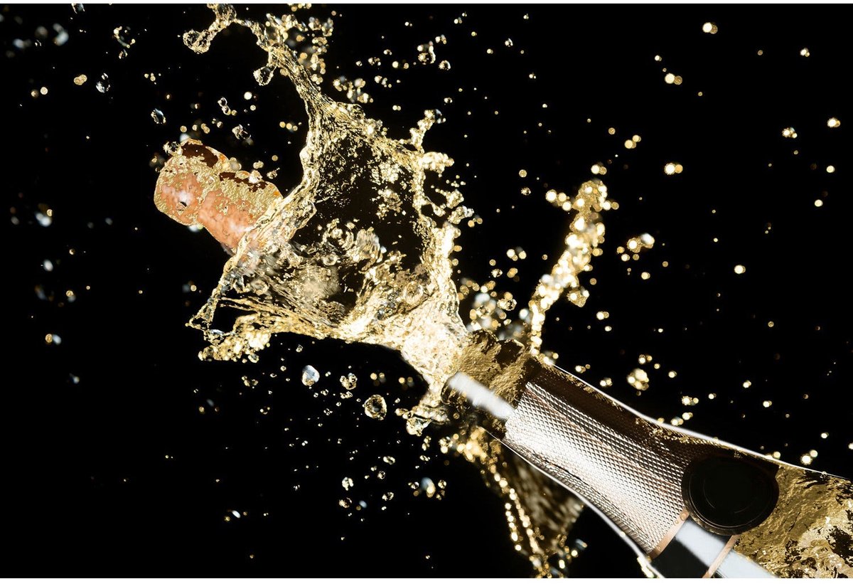 Luxe Acrylglas Kunstwerk met Champagne & Bladgoud – Stijlvol Accent