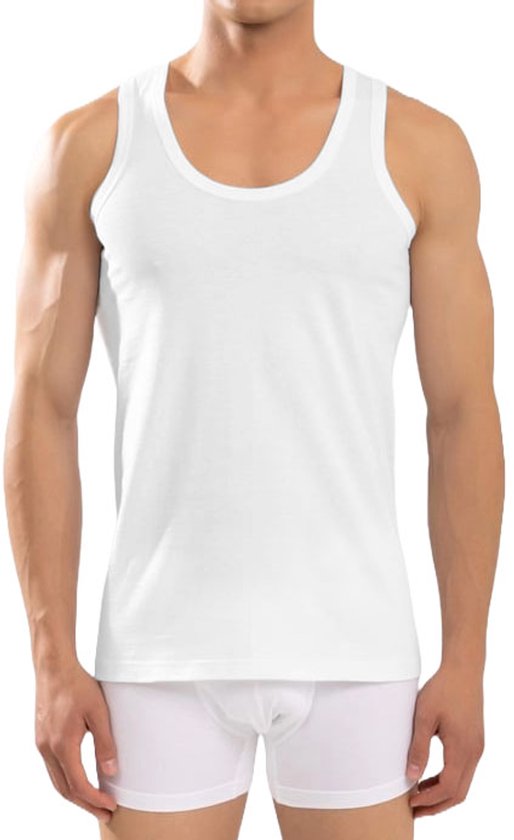 Calzera Lot de 4 Maillots de corps Chemises - Qualité Premium - 100 % Katoen peigné - Wit - Taille L