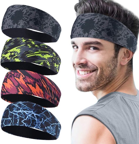 Heren Sport Hoofdbanden - 4 Stuks - Zweetbanden & Hoofdbanden - Fitness Zweetbanden - Voor Hardlopen - Cross Training - Yoga Fietshelmen