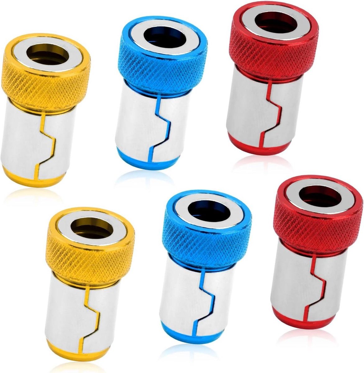 Image of 6-delige schroevendraaierkop magneetring set - roestvrijstalen magneetschroefringen - gereedschapsbevestiging - magnetisatorschroef - afneembaar voor 6.35 mm zeskantschroevendraaier en powerbits
