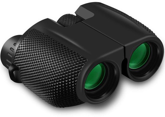 TravelHawk Verrekijker - 10x25 - BAK4 - Full Multi-Coated (FMC) - Compacte verrekijker - Waterdicht - Met nekkoord, draagtas - voor vogels kijken, jagen, theater - Zwart