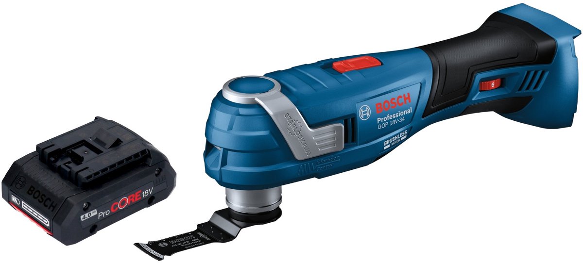 Bosch GOP 18V-34 Profi-snoerloze Multi-Cutter 18 V Starlock Plus + 1x ProCORE accu 4.0 Ah - zonder oplader