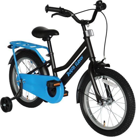 Dutch Flavor Kinderfiets 16 Inch - Grijs/Blauw - 4 tot 6 jaar - Knijprem en terugtrap van Merkloos — afbeelding 2