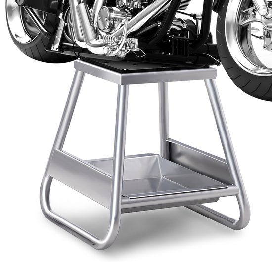Foto: Costway motorstandaard motorfietslift belastbaar tot 450 kg met antislip oppervlak en afneembare oliebak motormontagestandaard voor onderhoud en reparatie