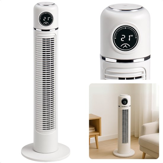 Cheqo® Torenventilator 76 cm Stil Ventilator met Afstandsbediening, 3 Snelheden, Timer en Oscillatie