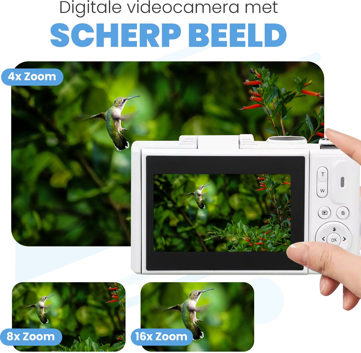 Roxa 48MP-camera met WiFi en 180° klapscherm thumbnail 3