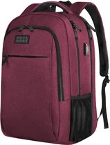 TRVLMORE Rugzak met Levenslange Garantie - Rugtas met 15,6 Inch Laptopvak - Schooltas - Spatwaterdicht - Heren en Dames - Jongens en Meisjes - 28L - Burgundy