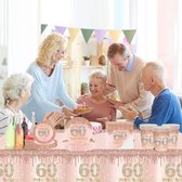 Allecto Plus - Gouden tafelkleed 60e verjaardag - 137*274cm - Feestdecoratie - Plastic tafelkleed - Damesfeest