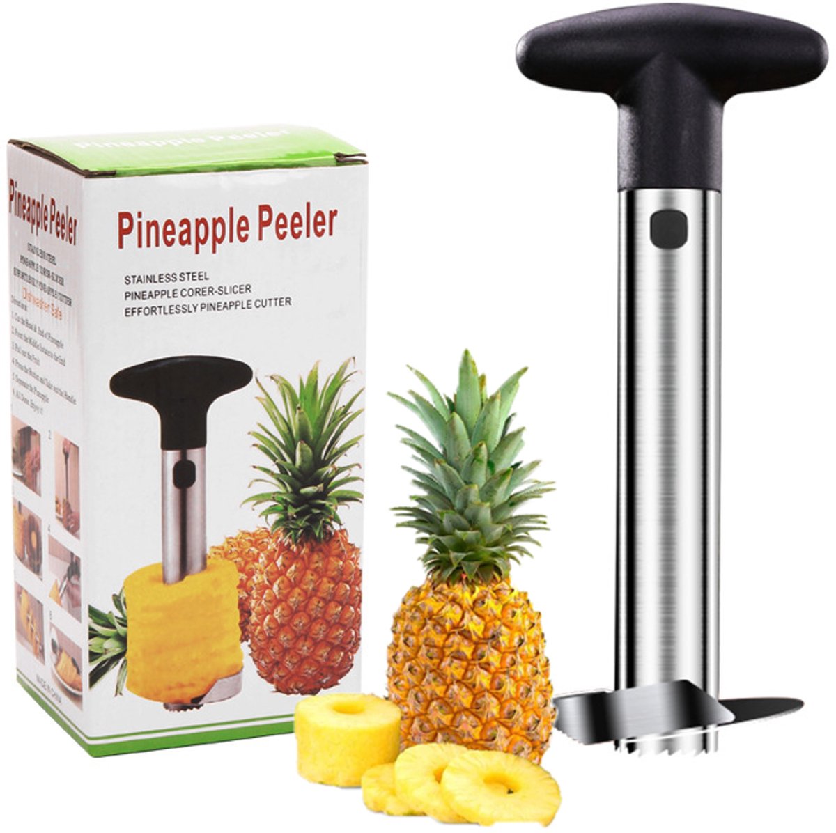 Ananassnijder - Ananas Snijder Schiller - Pineapple Slicer Cutter - Ananasboor Ananasschiller - RVS - Vaatwasser bestendig - Tijdbesparende snijder