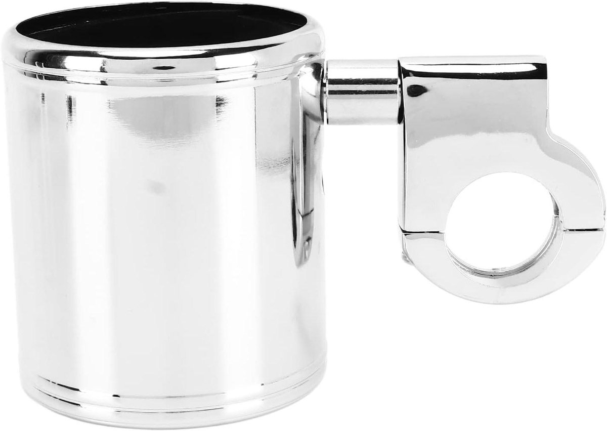 Allecto Plus - Universele Motorfiets Bekerhouder - Chroom - Verstelbaar - ATV Accessoires met 22-32 Mm Handvat - Stuur Bekerhouder - Praktisch en Handig