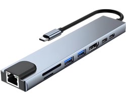 USB Splitter – USB C Hub – 4K HDMI – 8 Poorten – met 4K HDMI, Ethernet RJ45 100M, PD100W, USB 3.0/2.0, SD/TF-kaartlezer – Compatibel Geschikt Voor MacBook Pro/Air en andere USB-C-apparaten