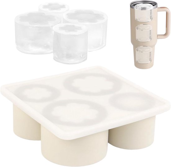 Stanley Cup Ice Mould, Silicone Ice Cube Set with Lid Making, 3 Hollow Cylinders Ice Cube Moulds, Accessories for 20-30-40oz, Stanley Cup Ice Mold Household Ice Making Silicone Ice Grid