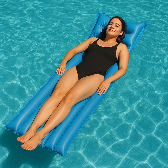 Luchtbed - zwemmen - zwembadvlot - zomer - opblaasbaar- drijvend vlot - zwembad - blauw