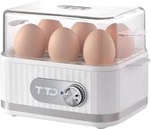 TTD® Smart Eierkoker Elektrisch met Timer - Geschikt voor 1 tot 6 Eieren - Hardgekookt, Zachtgekookt of Halfzacht - Eierwekker - Eierkoker Electrisch - Inclusief Eierprikker en Maatbeker