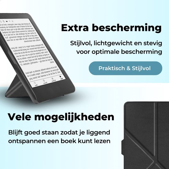 RENALUX - Hoesje Geschikt voor Kobo Clara BW E-Reader - Sleepcover Bookcase - Book Cover - Zwart van Merkloos — afbeelding 5
