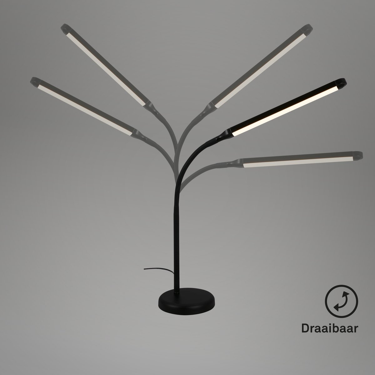 BRILONER - Tafellamp - bureaulamp - zwenkbaar - warm wit licht 3000K - dimbaar - geheugenfunctie - 37 x 13 x 47 cm - zwart thumbnail 3