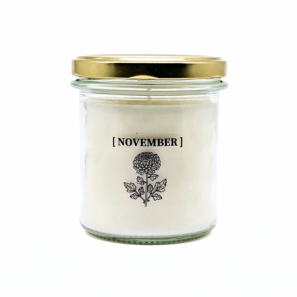 Candlelight-on - geurkaars met geboortebloem en geboortedatum - 16 november - o.b.v. sojaw